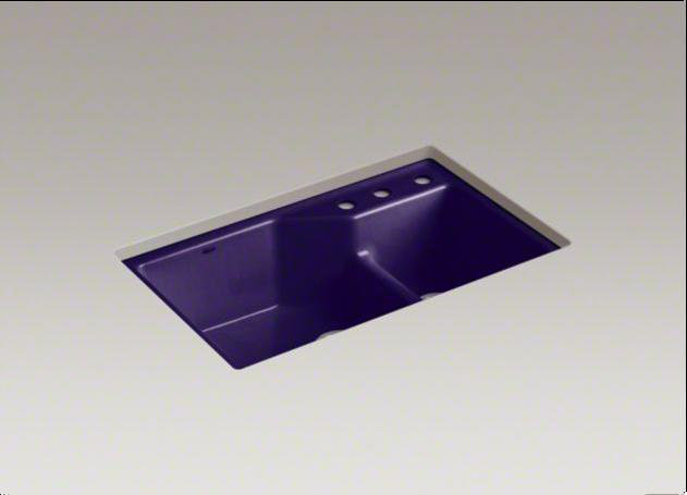 Indio® 33" L x 21.125" W Double Basin Undermount Kitchen Sink with Accessories, 3 hole, Roussillon Red