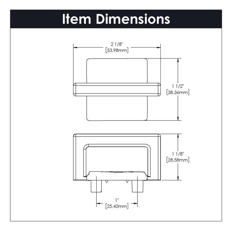 Bijou Ember Collection Handle Pull - Contemporary Hardware for Drawers & Cabinets, 1", Matte Black