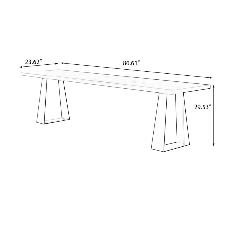 Black Rectangular Solid Wood Writing desk, 29.53"H*86.61"W*23.62"D