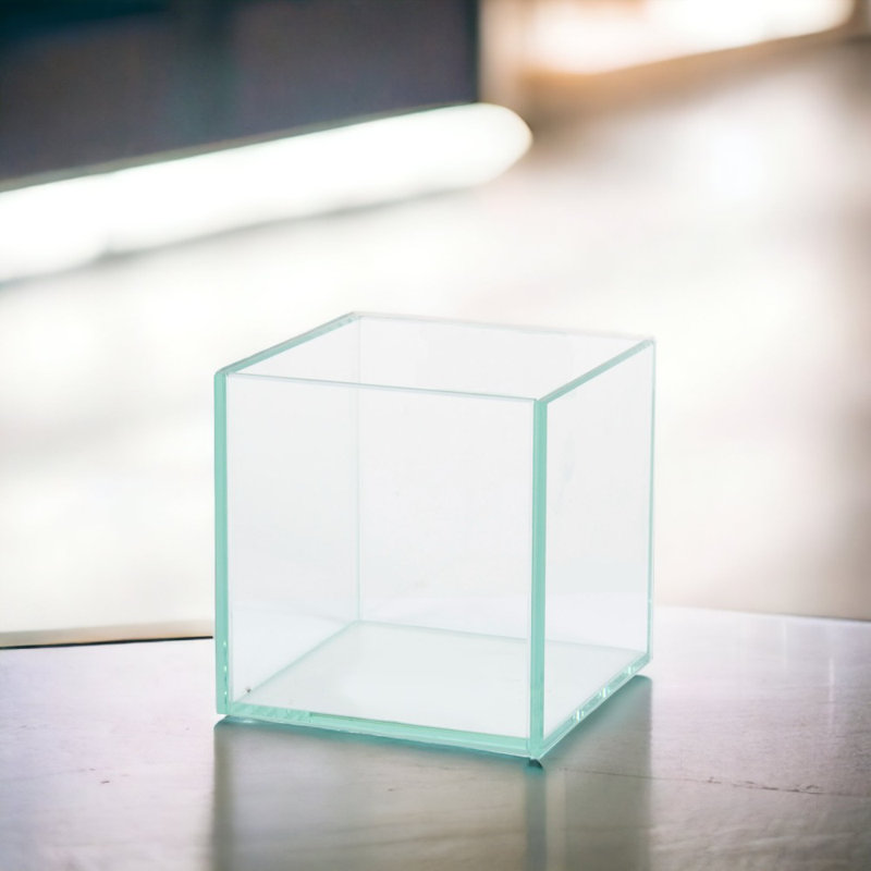 Glass Tabletop Clear Vase, 5" H x 5" W x 5" D