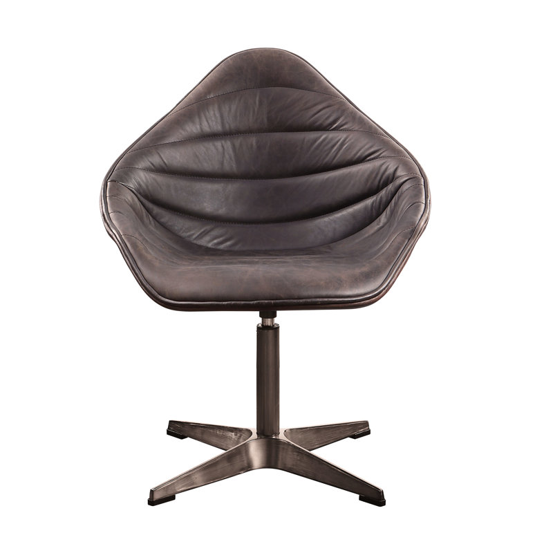 Fauteuil pivotant en cuir de couleur ébène, pieds pour le soutien du bureau, confort du dossier