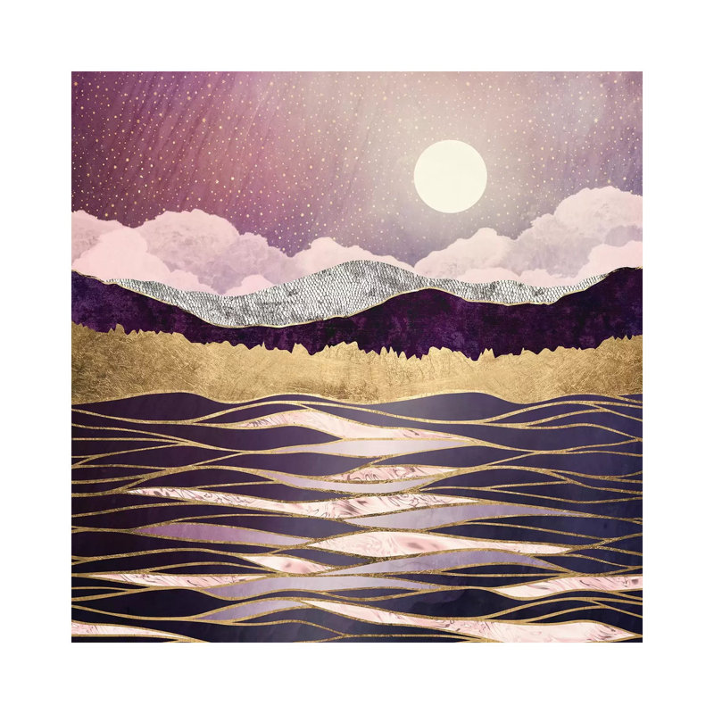 Ondes lunaires - impression, Toile tendue, H 12 po x l 12 po x P 0,75 po
