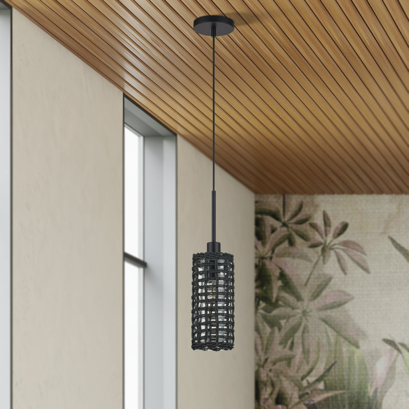 Mini-luminaire suspendu noir 1 lumière Cassiday, Noir mat, Noir