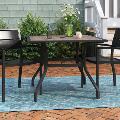 Square Metal Outdoor Dining Table With Umbrella Hole , 94cm W 94cm D