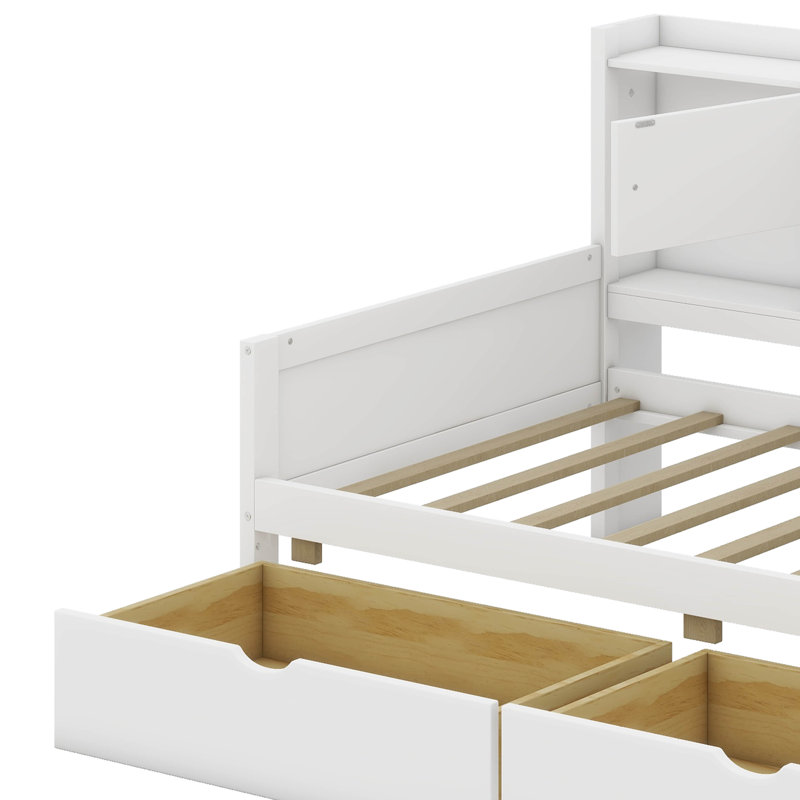 Lit de jour multifonctionnel en L en bois avec confort et rangement, Simple, Blanc