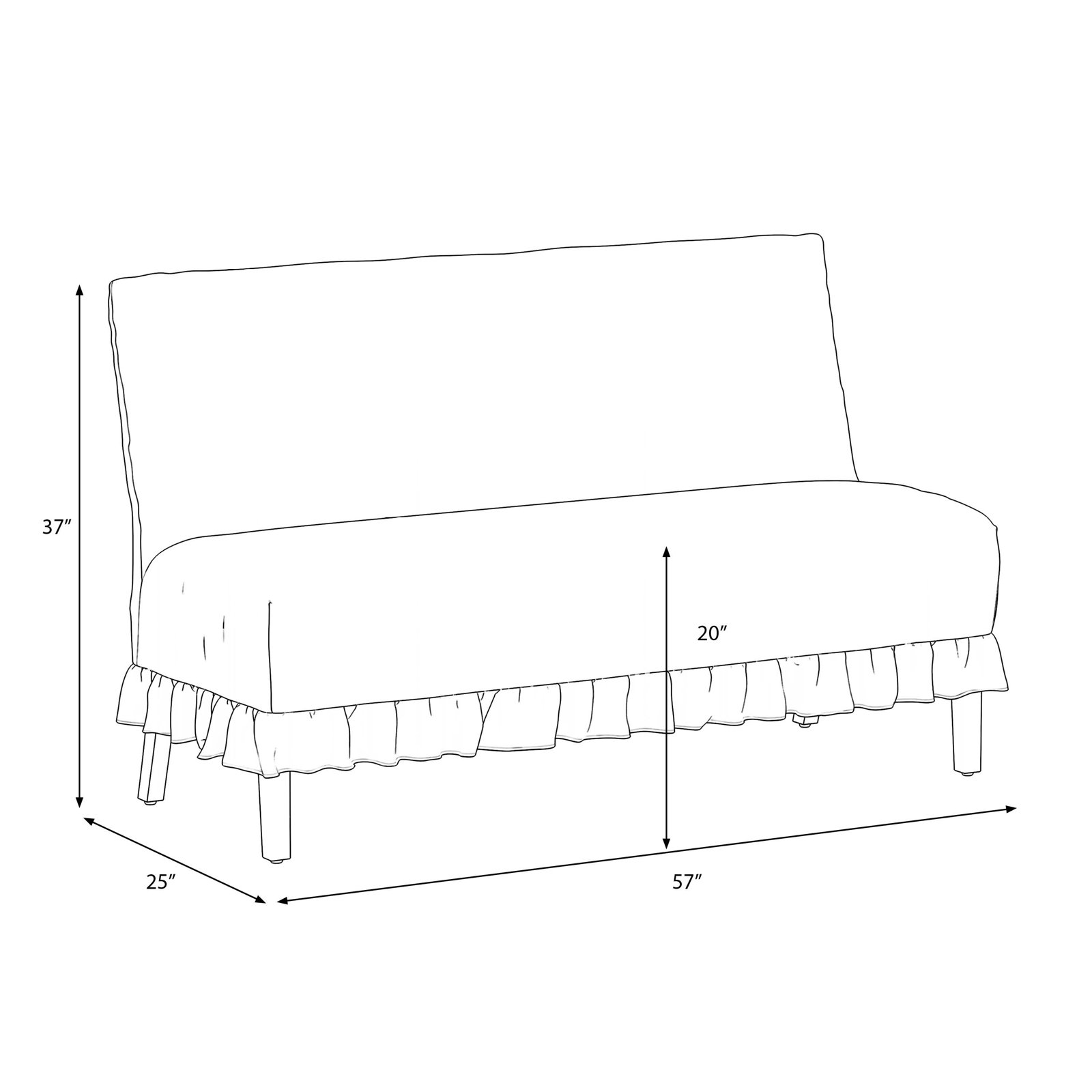 Maggie Slipcover Dining Banquette, Fritz Charcoal Stripe
