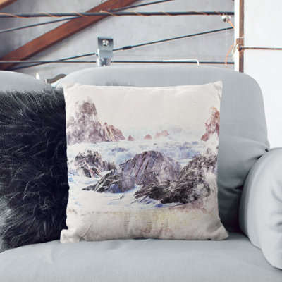Ocean Crashing Against Rocks Watercolour Cushion with Filling
