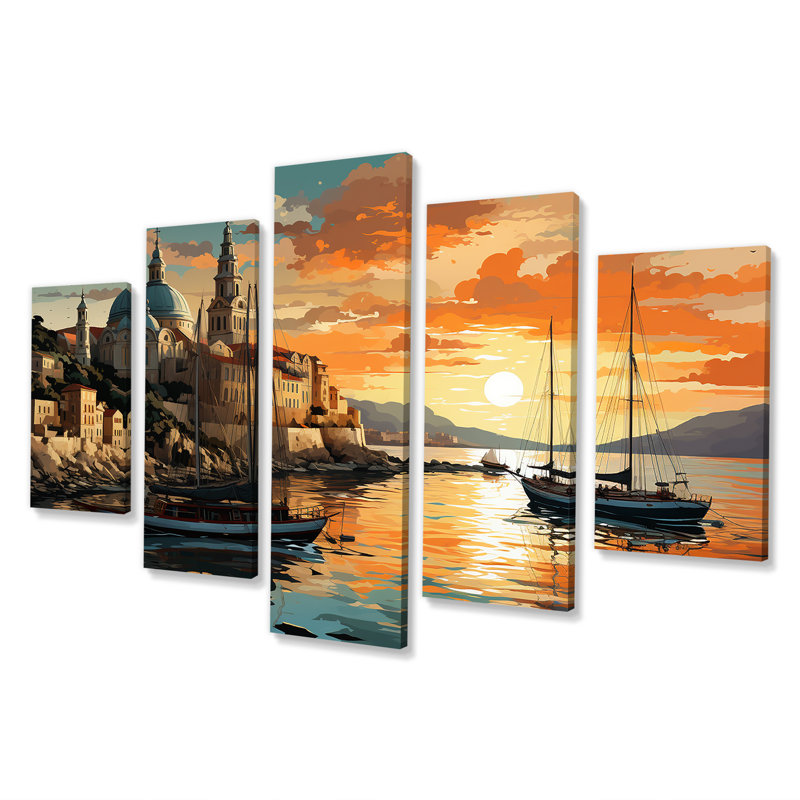 «Italian Hidden Gems Coastline Sunset I - Landscape Italie Multipanel», art mural pour le salon