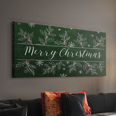 Merry Christmas Holly - Toile tendue avec châssis - Prêt à accrocher