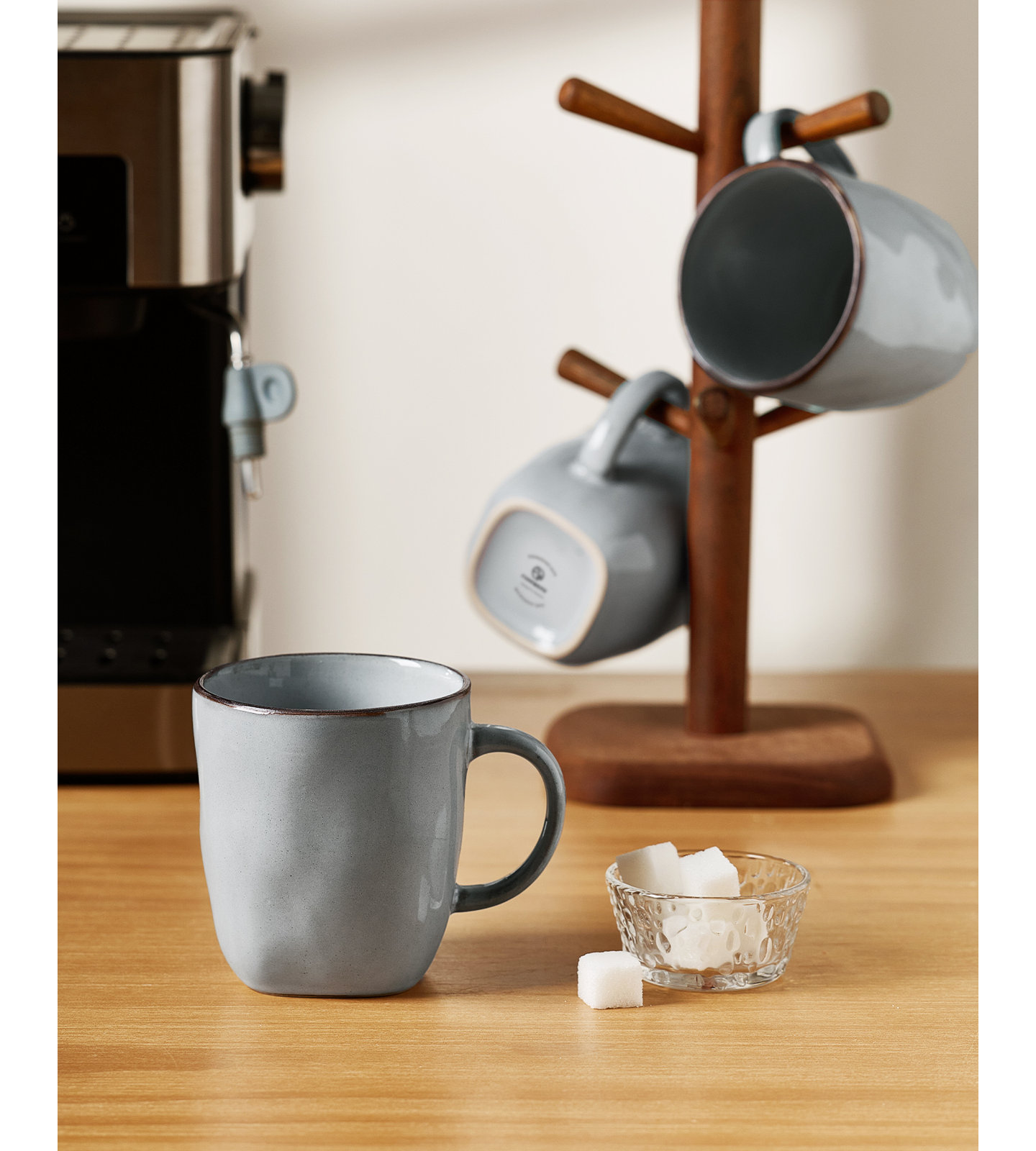 Leny Square Stoneware Mug, Gray