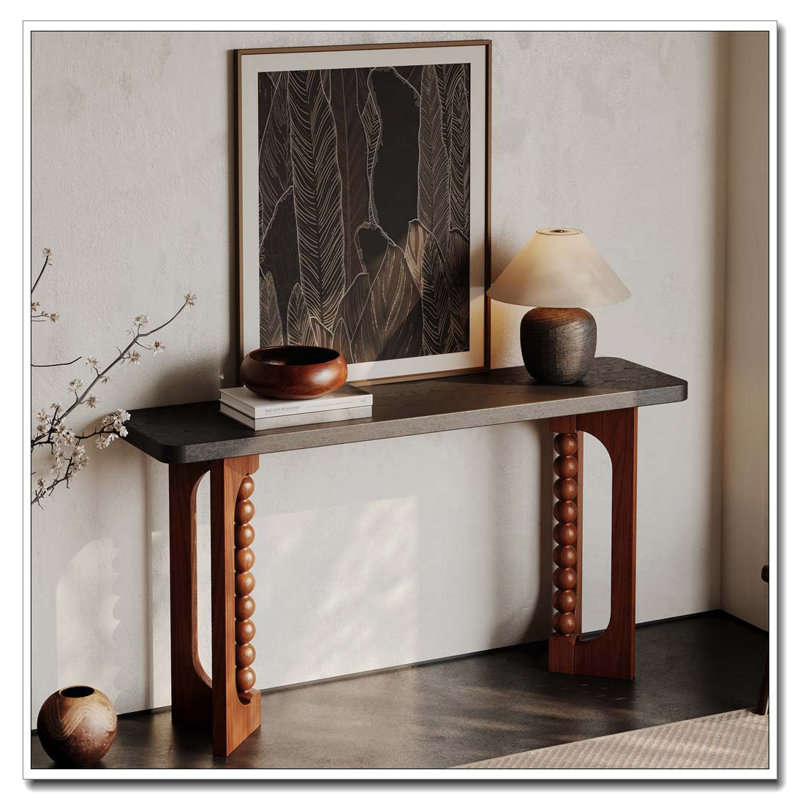 59'' Console Table Long Wood Sofa Table Behind Couch Table