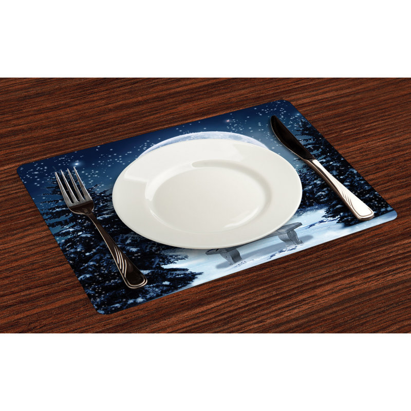 Aguero Winter Moonlight Forest Bird Placemat