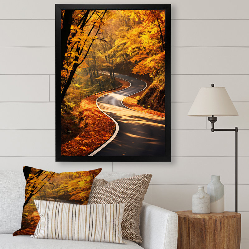 Orange orange, route d'automne, Black Picture Framed, 20" H x 12" W
