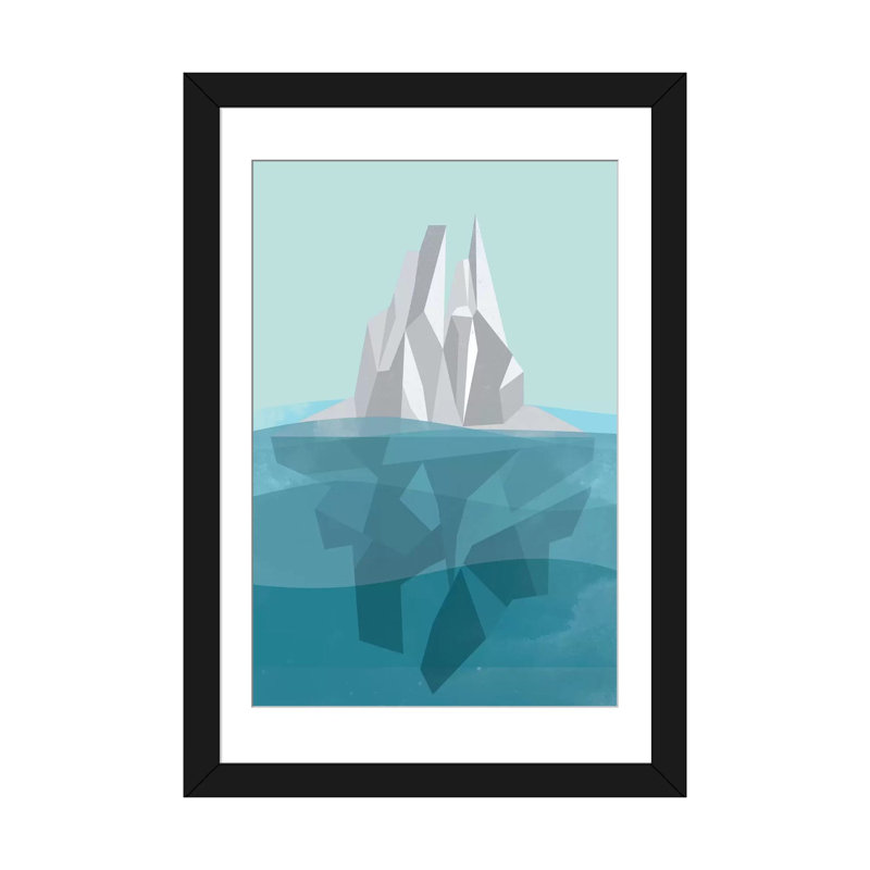 « iceberg », impression sur toile tendue, H 24 po x l 16 po x P 1 po, Papier d'art encadré noir, Blanc