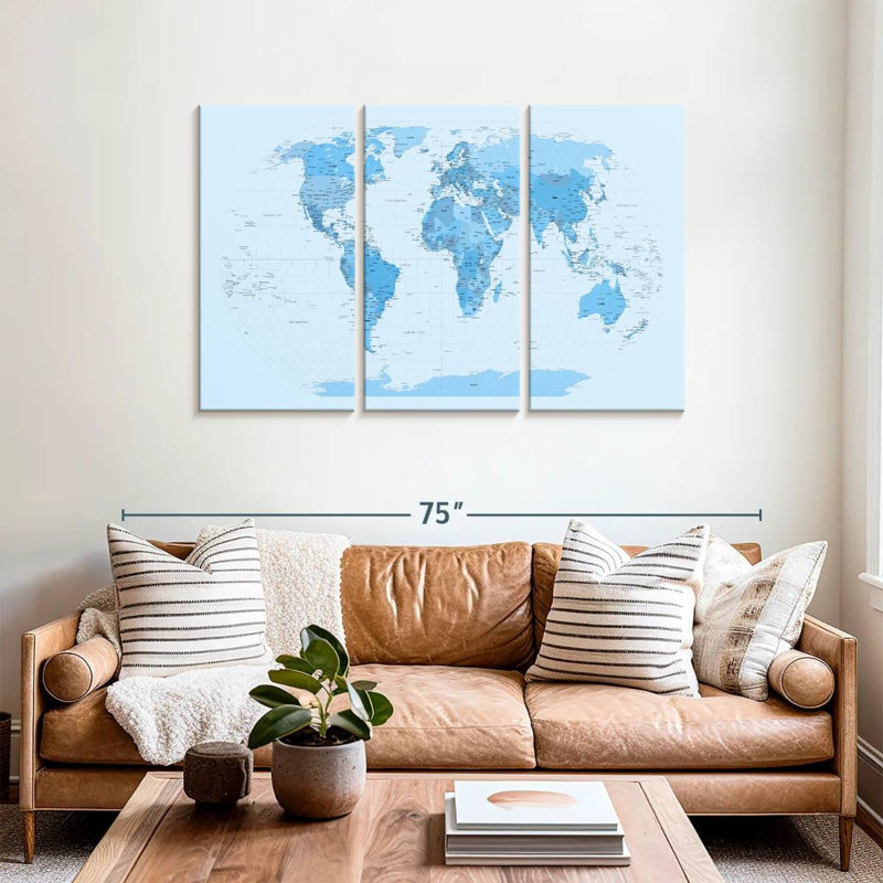 World Map Blues, 36" H x 57" W
