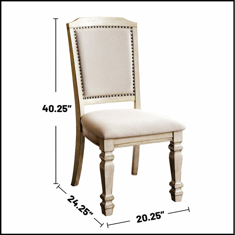 Ensemble de 2 chaises de salle à manger rembourrées en tissu antique et ivoire, alliant confort et élégance pour une expérience culinaire confortable