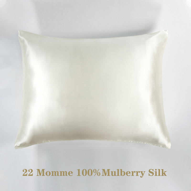 100% Mulberry Silk Pillowcase, Cream White, King Pillowcase