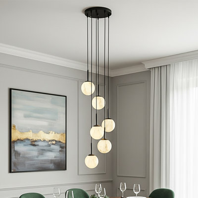 6 - Light Matte Black Chandelier Pendant