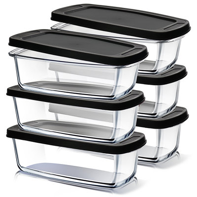Ensemble de moules à pain en verre borosilicaté 6 pièces avec couvercles hermétiques - Contenants pour aliments allant au four, au congélateur et au micro-ondes