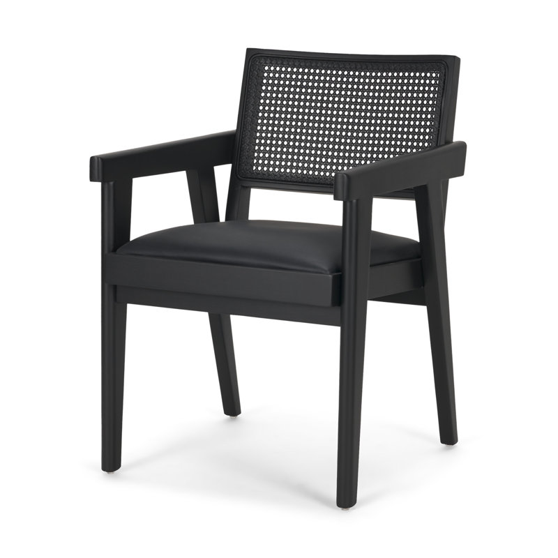 Chaise d'appoint de salle à manger en cuir noir