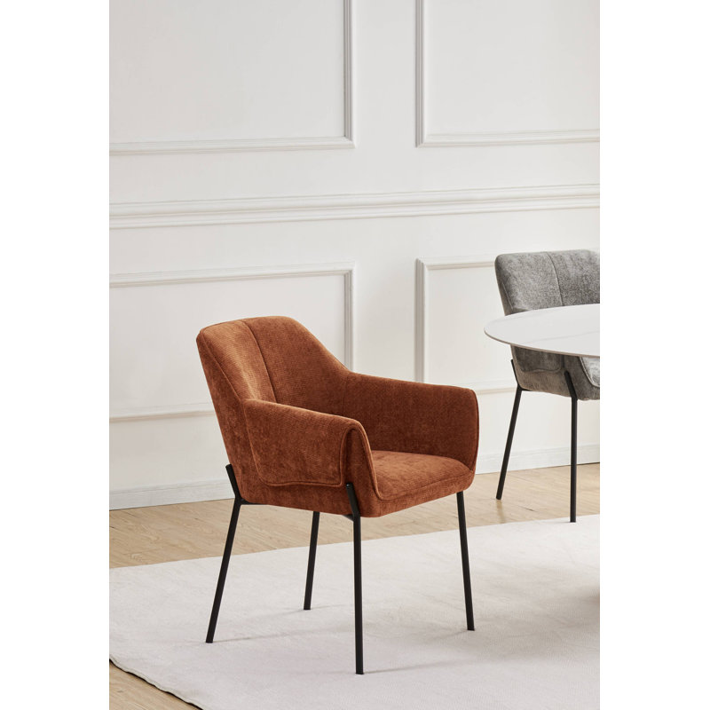 Milan Chenille Effect Dining Chair, Burnt Orange