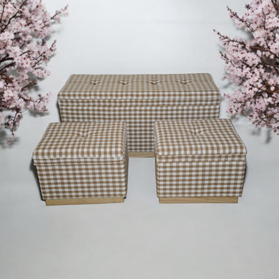Hanne 100cm Wide Rectangle Chequered Standard Ottoman with Storage