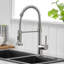 Robinet de cuisine contemporain avec douchette rétractable, nickel brossé, rotation à 360 degrés, nickel pratique, poignée simple 360 pour lavabo