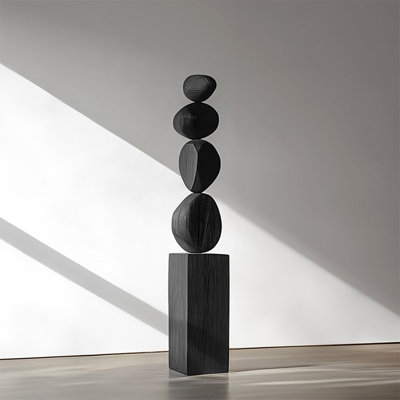 Black rectangle Solid wood Decorative Object