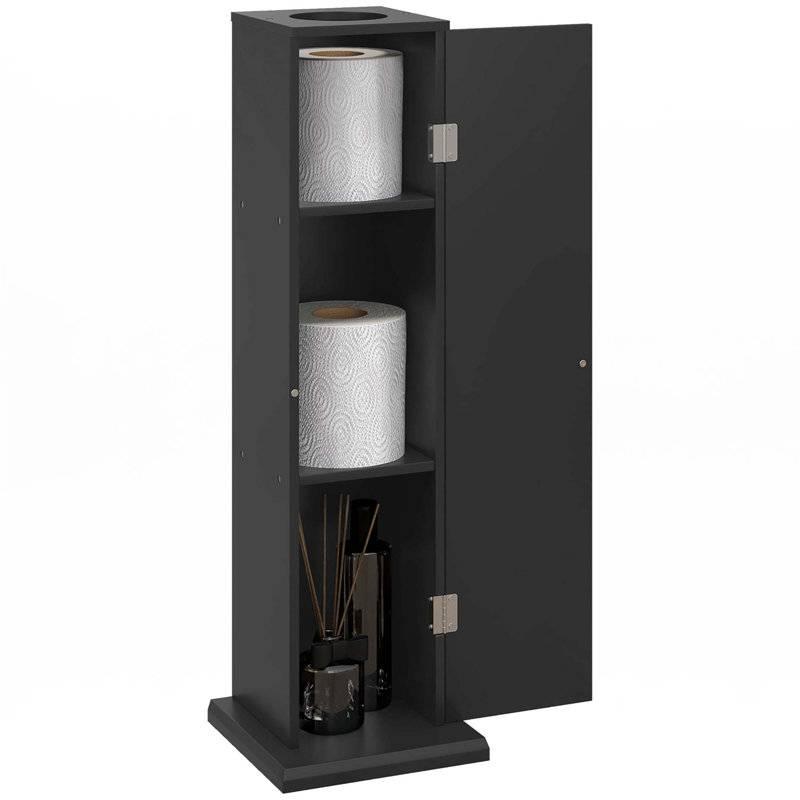 Toilet Paper Cabinet, Small Bathroom Corner Floor Cabinet, Black