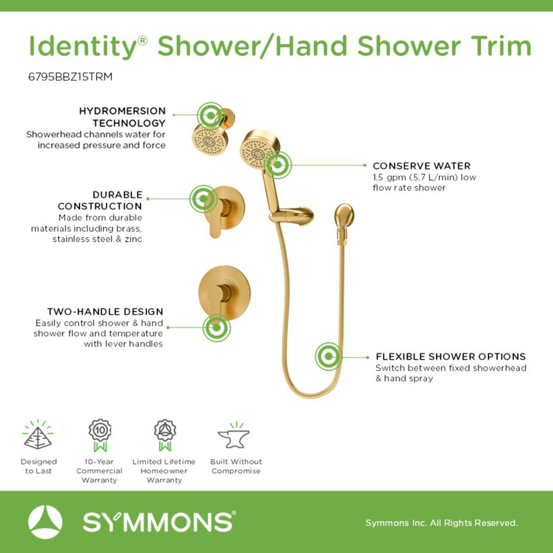Identity HydroMersion Double Handle Shower System, Bronze