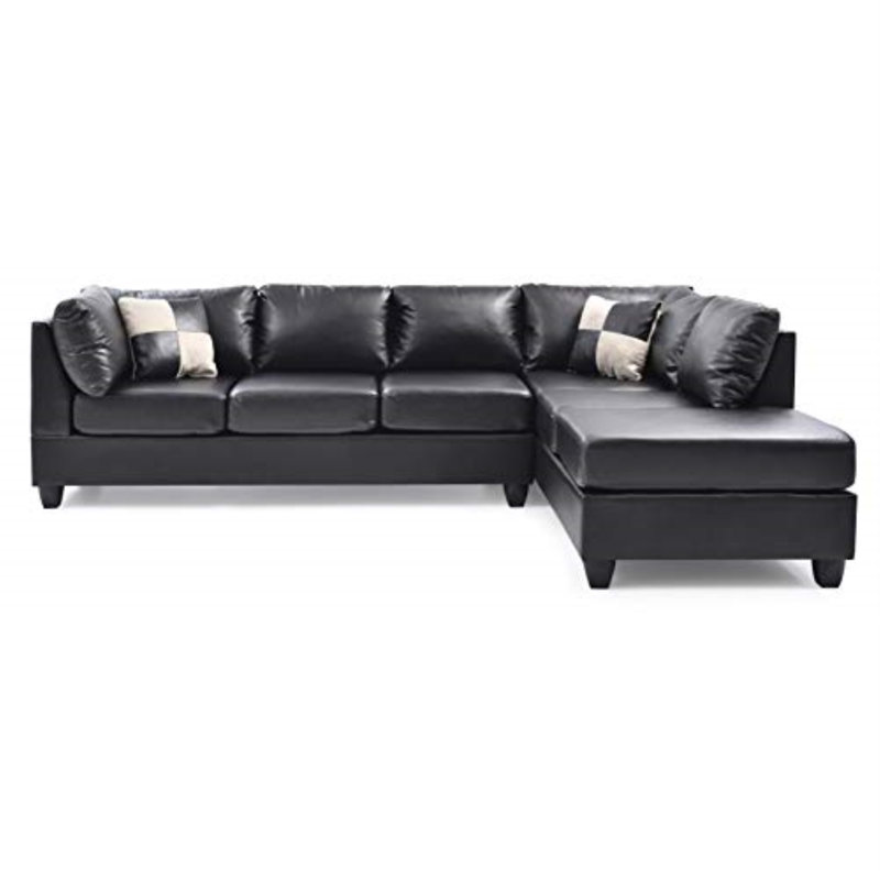 Canapé modulaire réversible Malone, Velours noir