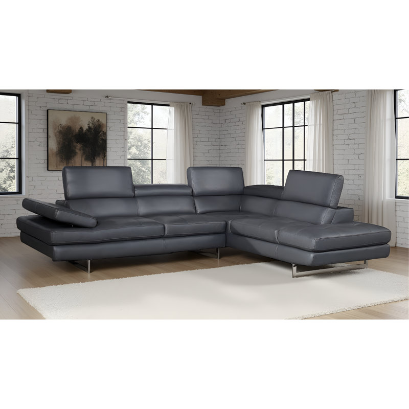 Canapé modulaire 2 pièces Antalya, Cuir véritable gris