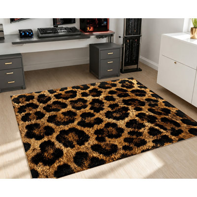 Tapis lavable à la machine à imprimé léopard avec envers antidérapant, tapis de sol à motif animal audacieux, décoration intérieure douillette pour le salon, la chambre à coucher, le salon, le coin-détente, appartement, studio