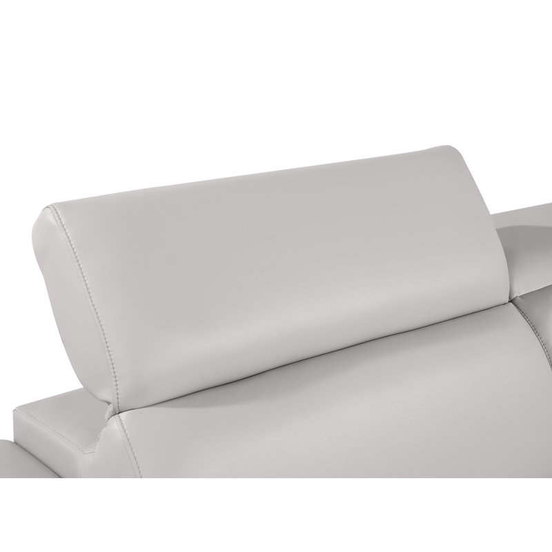 Charliee Genuine Leather Armchair, Light Gray