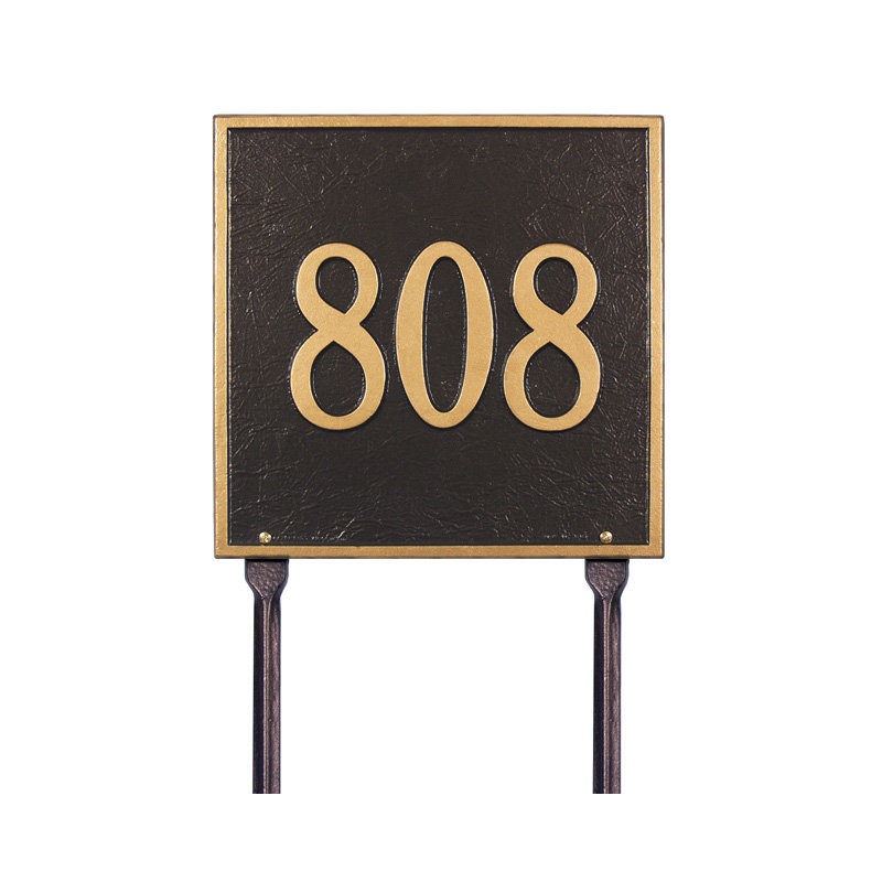 1-Line Lawn Address Sign, Black and Gold, Yes