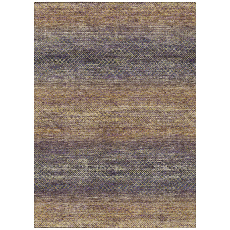 Machine Washable Indoor/Outdoor Xhevrie Eggplant Rug