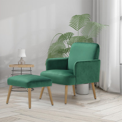 Douglasland Velvet Armchair with Footstool