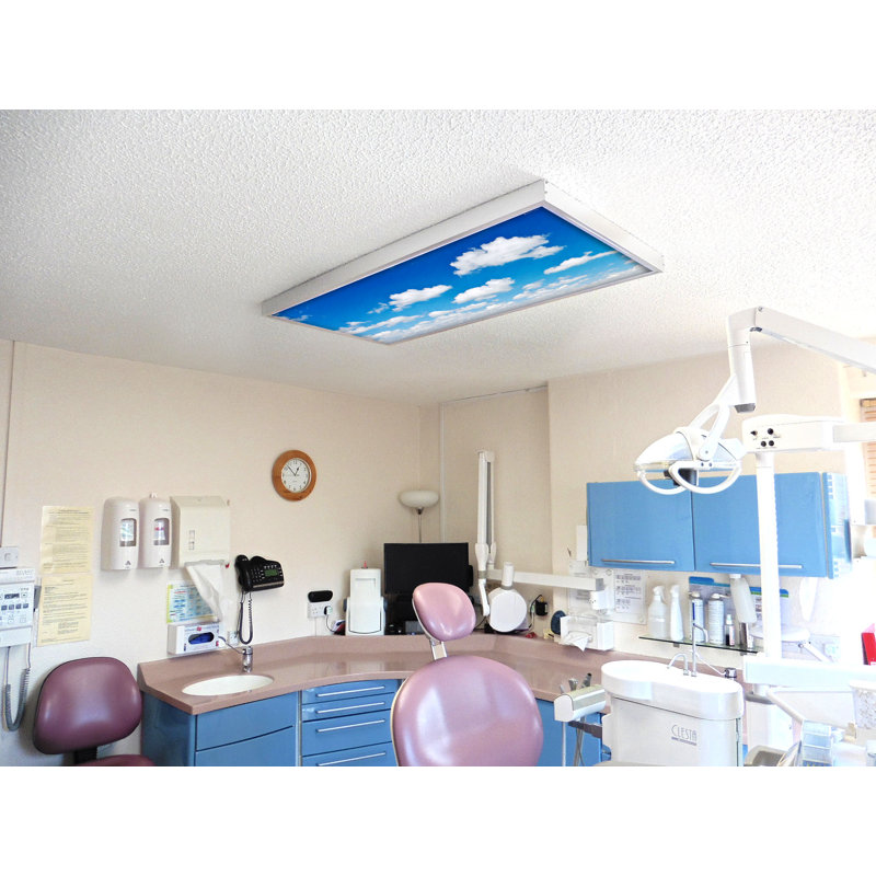 Cloud Classroom Fluorescent Light Covers for Ceiling Lights - For 2x4 Light Fixture - by Octo Lights
