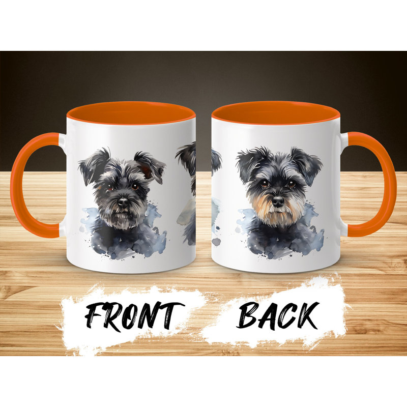 Watercolor Miniature Schnauzer Design 11oz Coffee Mug, 3