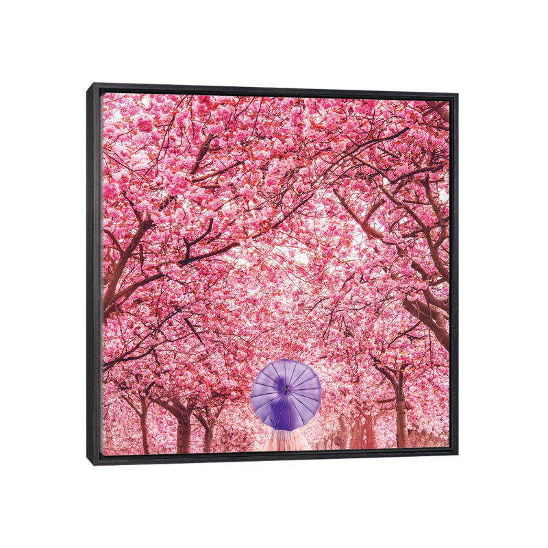 « Hanami Season » par Hobopeeba-reproduction d’art, Toile avec cadre noir patiné, Pas de tapis, H 18 po x l 18 po x 1,5 po