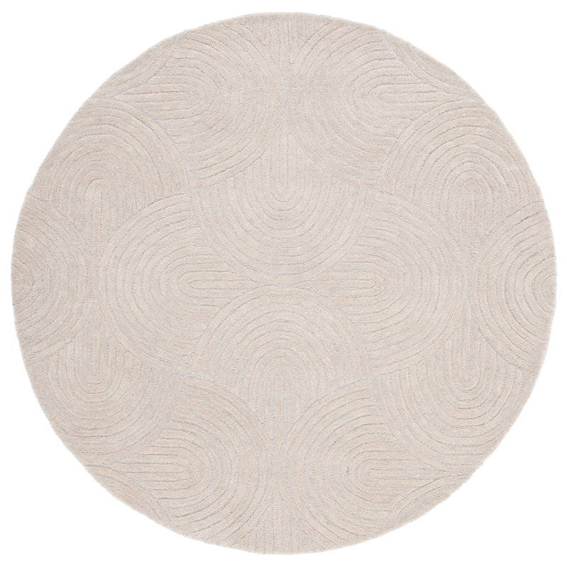 Chatham Hand Tufted Wool Cotton Abstract Rug in Gray, Round 6'