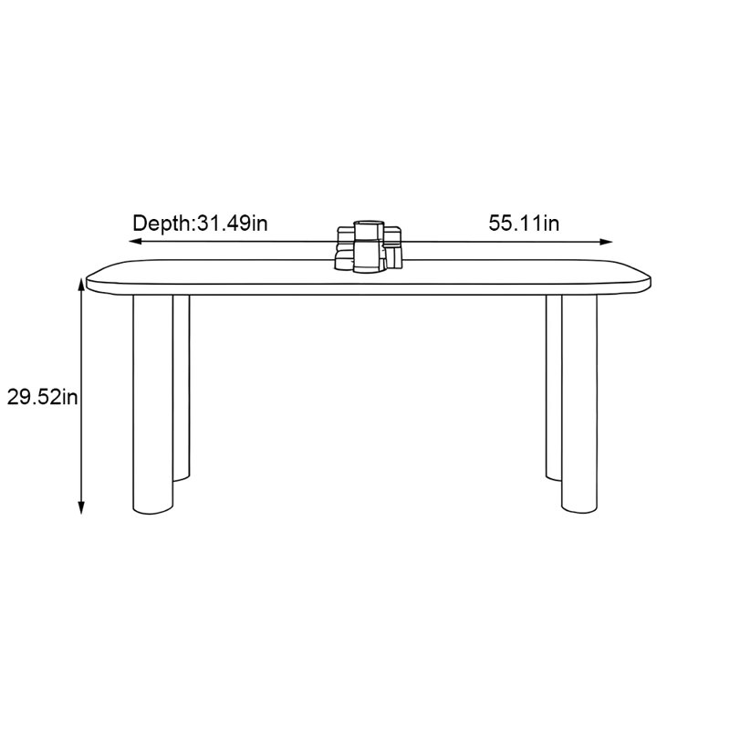 Table à manger moderne de style crème simple, H 29,52 po x L 55,11 po x l 31,49 po