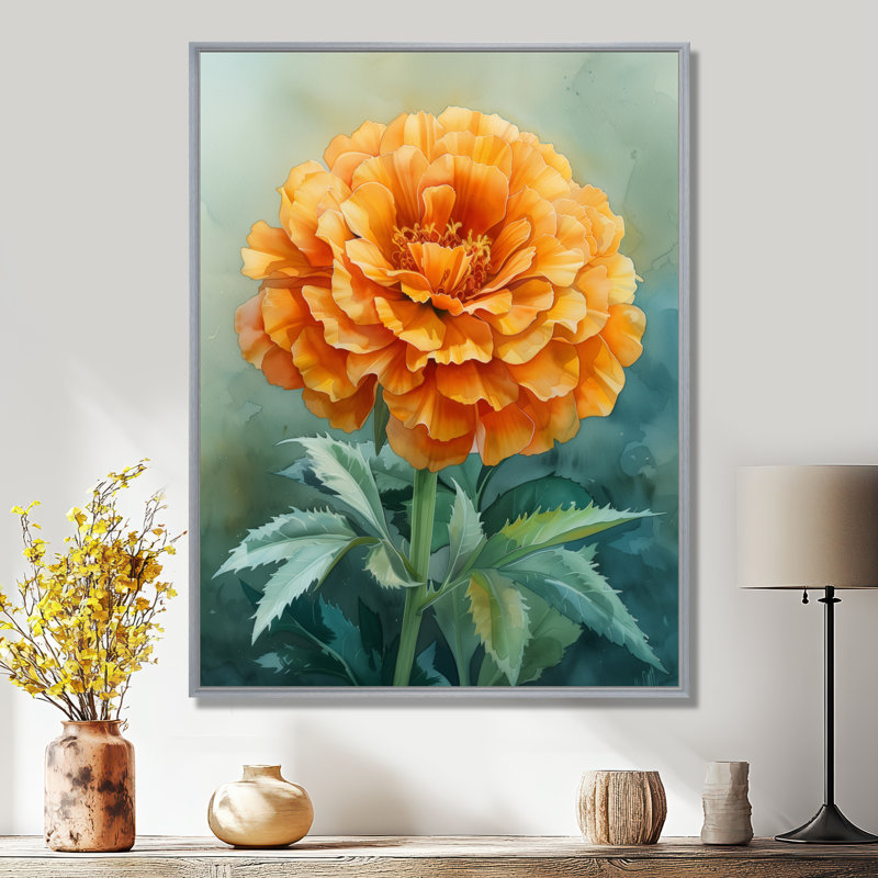 Orange orange, parfum, souci, art mural, H 34 po x l 44 po, Cadre argenté flottant, bois massif