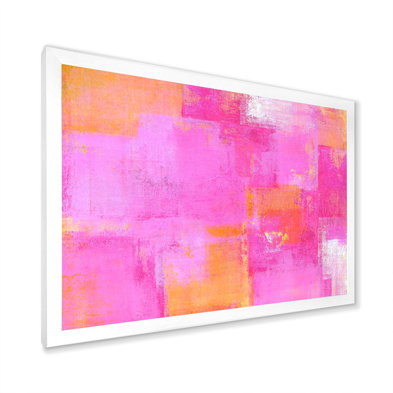 «Pink and Orange Colorfields II», reproduction sur toile flottante, H 8 po x l 12 po, Impression encadrée, Blanc