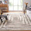 Tapis ivoire / gris en laine tissé à plat à la main Kass-72504953