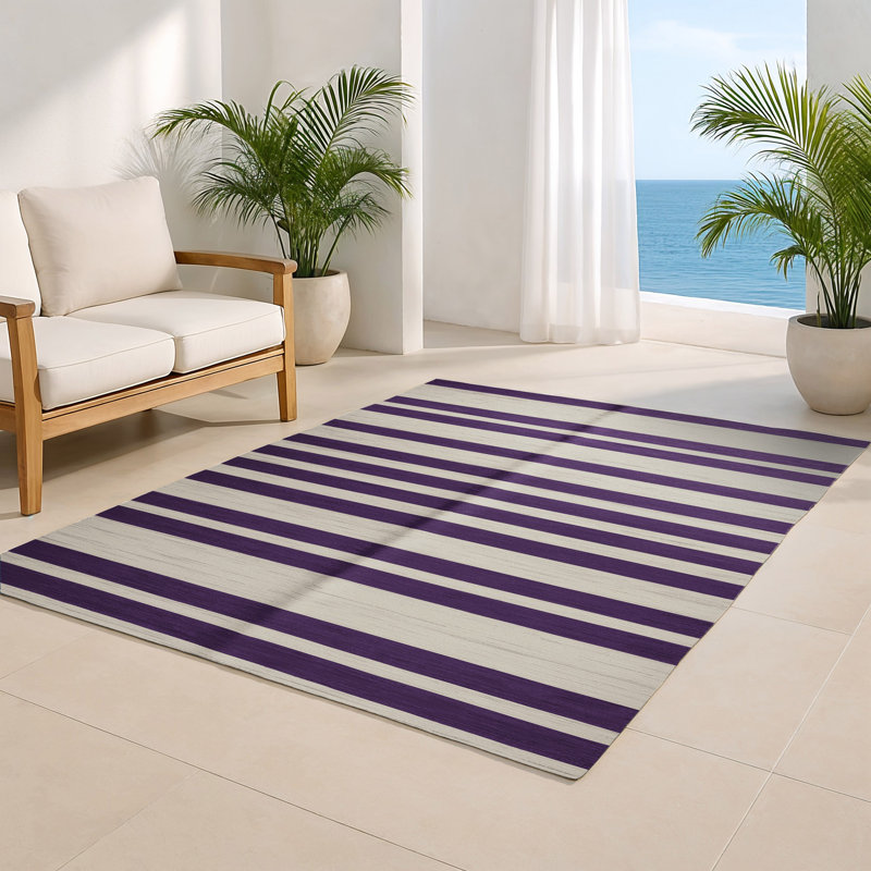 Tapis intérieur / extérieur gris HorizontalStripes, Rectangulaire 2 pi x 3 pi