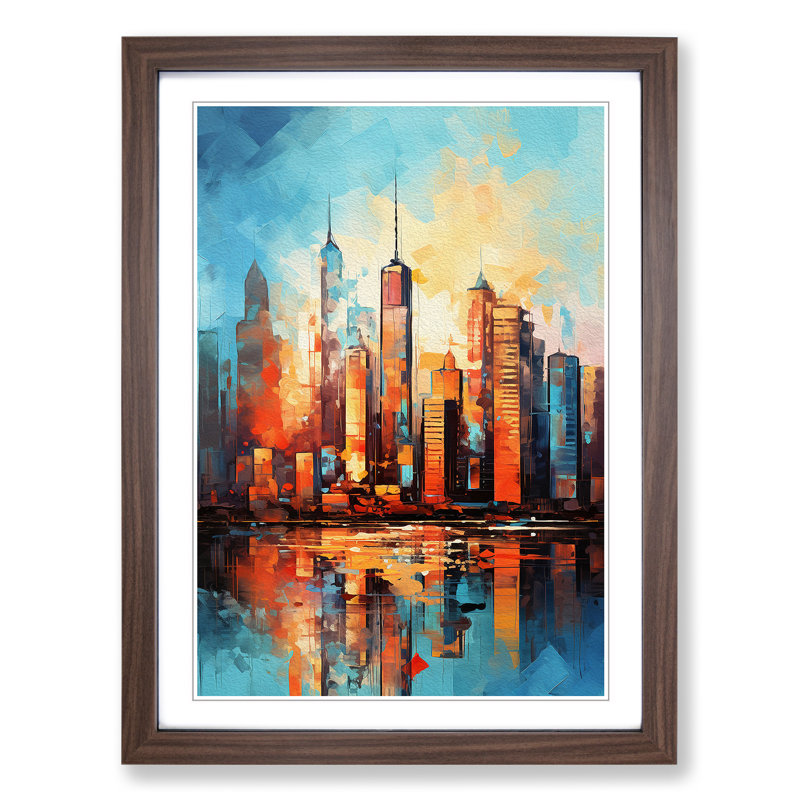 Skyline Gestural No.2 - Framed Print, Walnut Framed, 46cm H x 34cm W