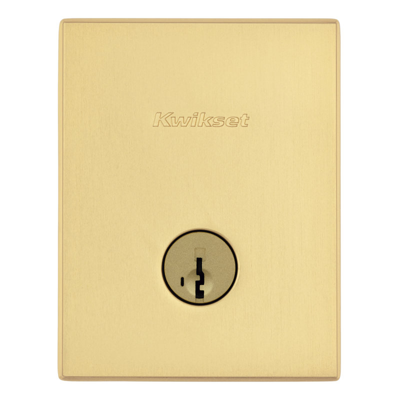 San Clemente Rectangle Deadbolt - Keyed One Side - featuring SmartKey in Satin Brass