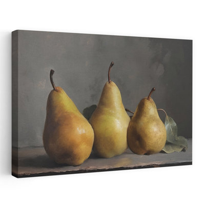 «Three Pears Classic Elegant Rustic Fruit», art mural
