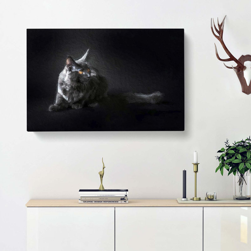 Maine Coon Kitten - Wrapped Canvas Painting, 35cm H x 50cm W x 3cm D